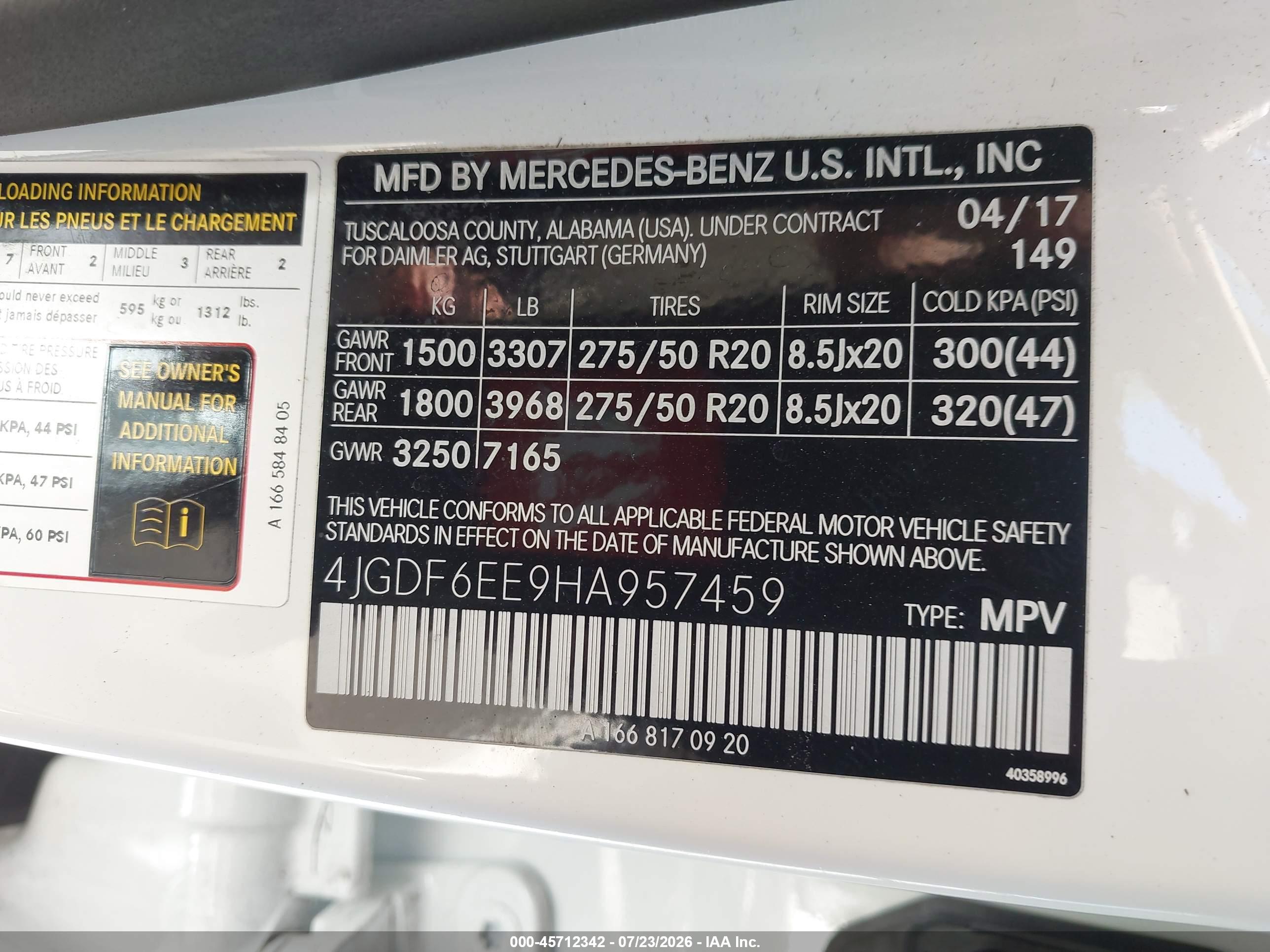 2017 MERCEDES-BENZ GLS 450 4MATIC