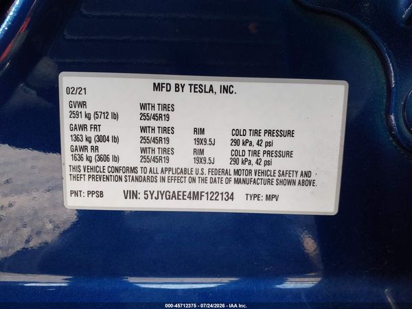 2021 TESLA MODEL Y