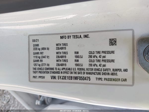 2021 TESLA MODEL 3