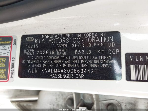 2016 KIA RIO LX