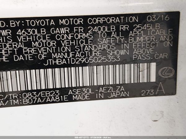 2016 LEXUS IS 200T