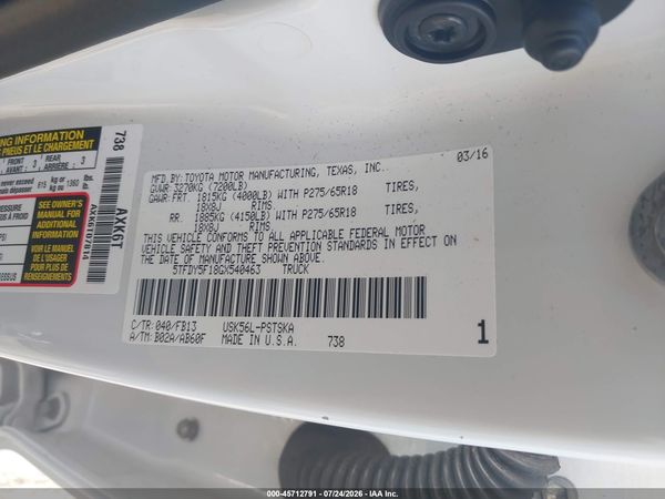 2016 TOYOTA TUNDRA SR5 5.7L V8