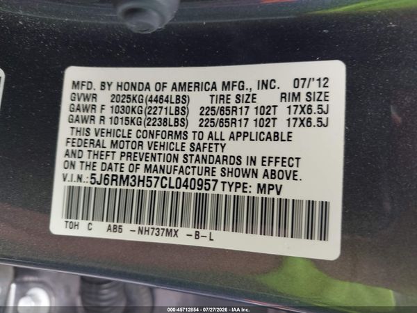 2012 HONDA CR-V EX