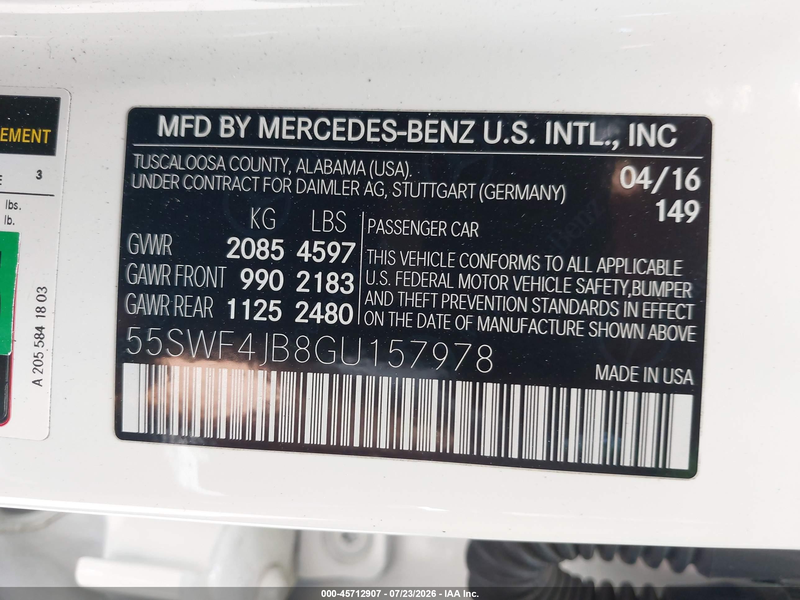 2016 MERCEDES-BENZ C 300 C300