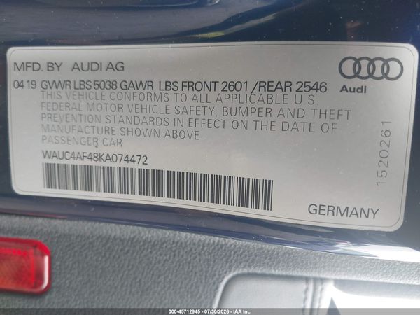2019 AUDI S4 3.0T PREMIUM