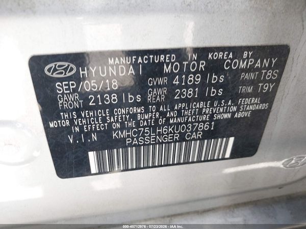 2019 HYUNDAI IONIQ ELECTRIC