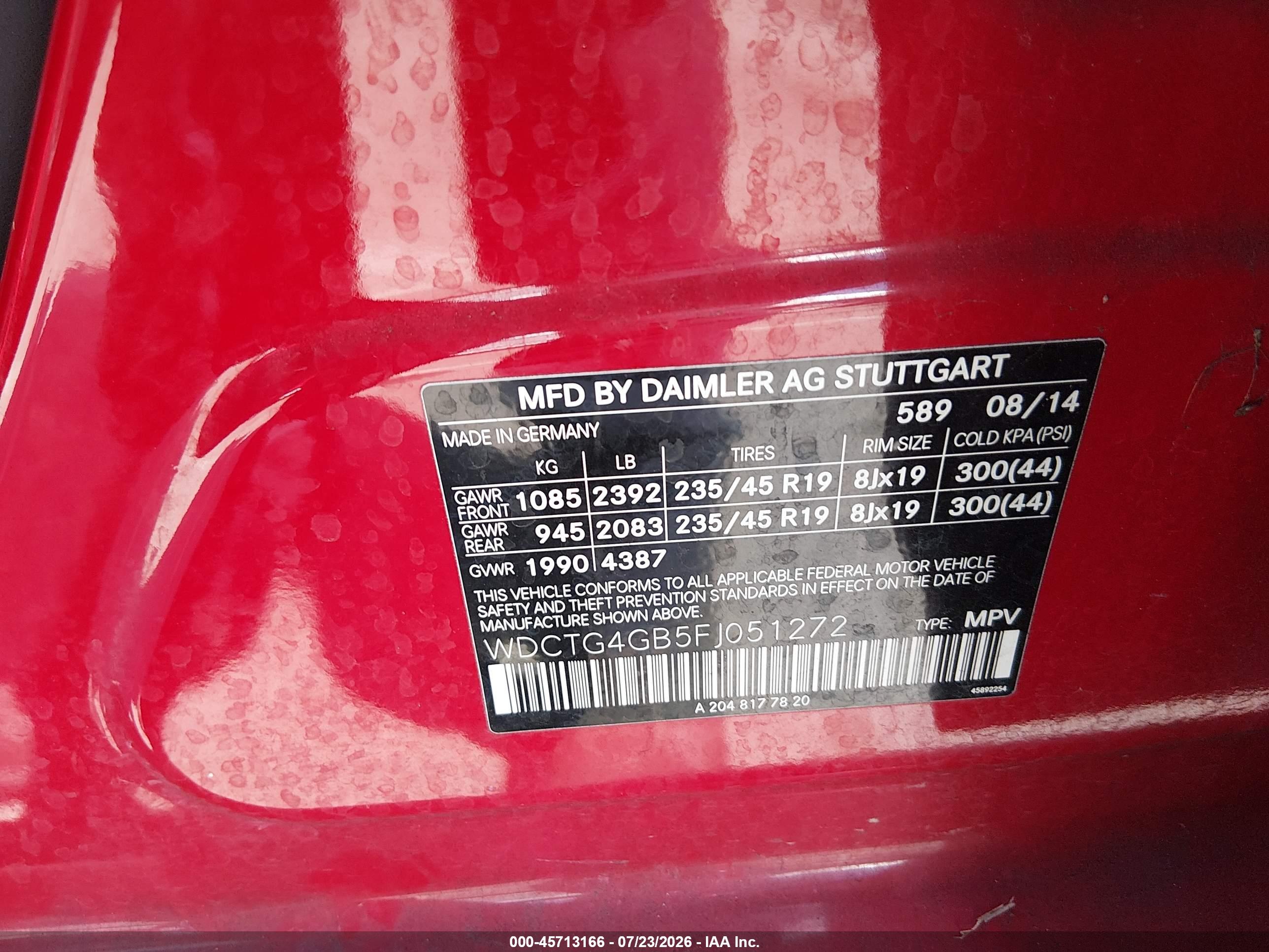 2015 MERCEDES-BENZ GLA 250 4MATIC