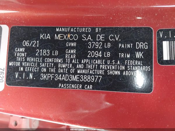 2021 KIA FORTE GT-LINE