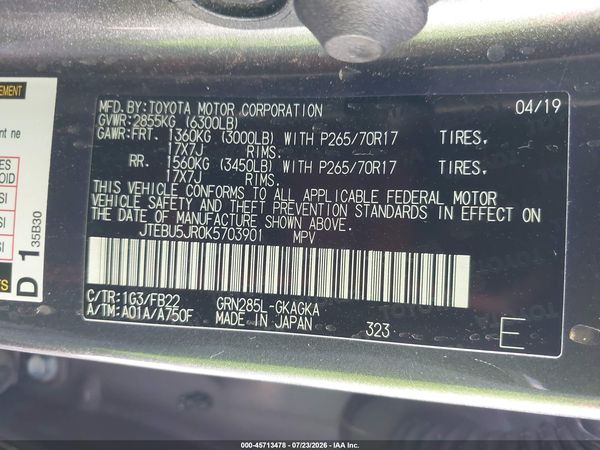 2019 TOYOTA 4RUNNER SR5
