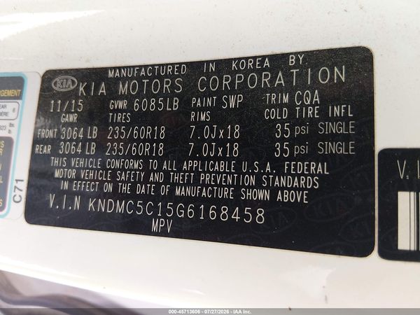 2016 KIA SEDONA EX
