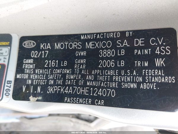 2017 KIA FORTE LX