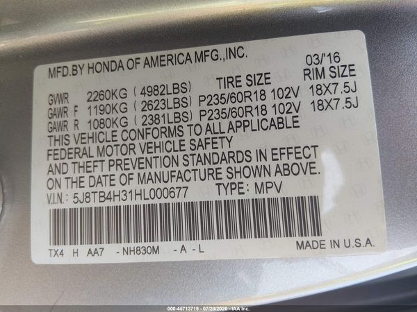2017 ACURA RDX ACURAWATCH PLUS PACKAGE