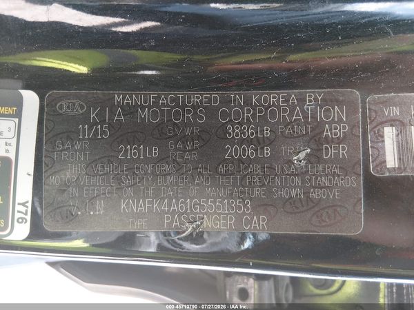 2016 KIA FORTE LX