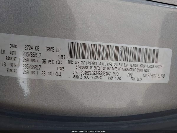 2017 CHRYSLER PACIFICA TOURING-L PLUS — I9