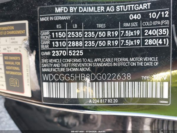 2013 MERCEDES-BENZ GLK 350 GLK350
