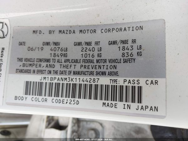 2019 MAZDA MAZDA3 PREMIUM PACKAGE