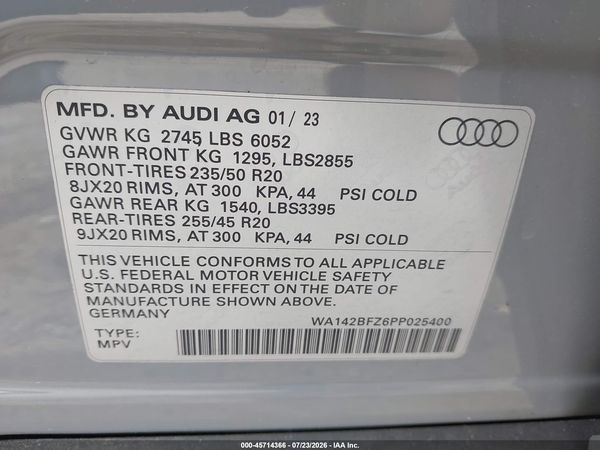 2023 AUDI Q4 SPORTBACK E-TRON PRESTIGE 50 QUATTRO