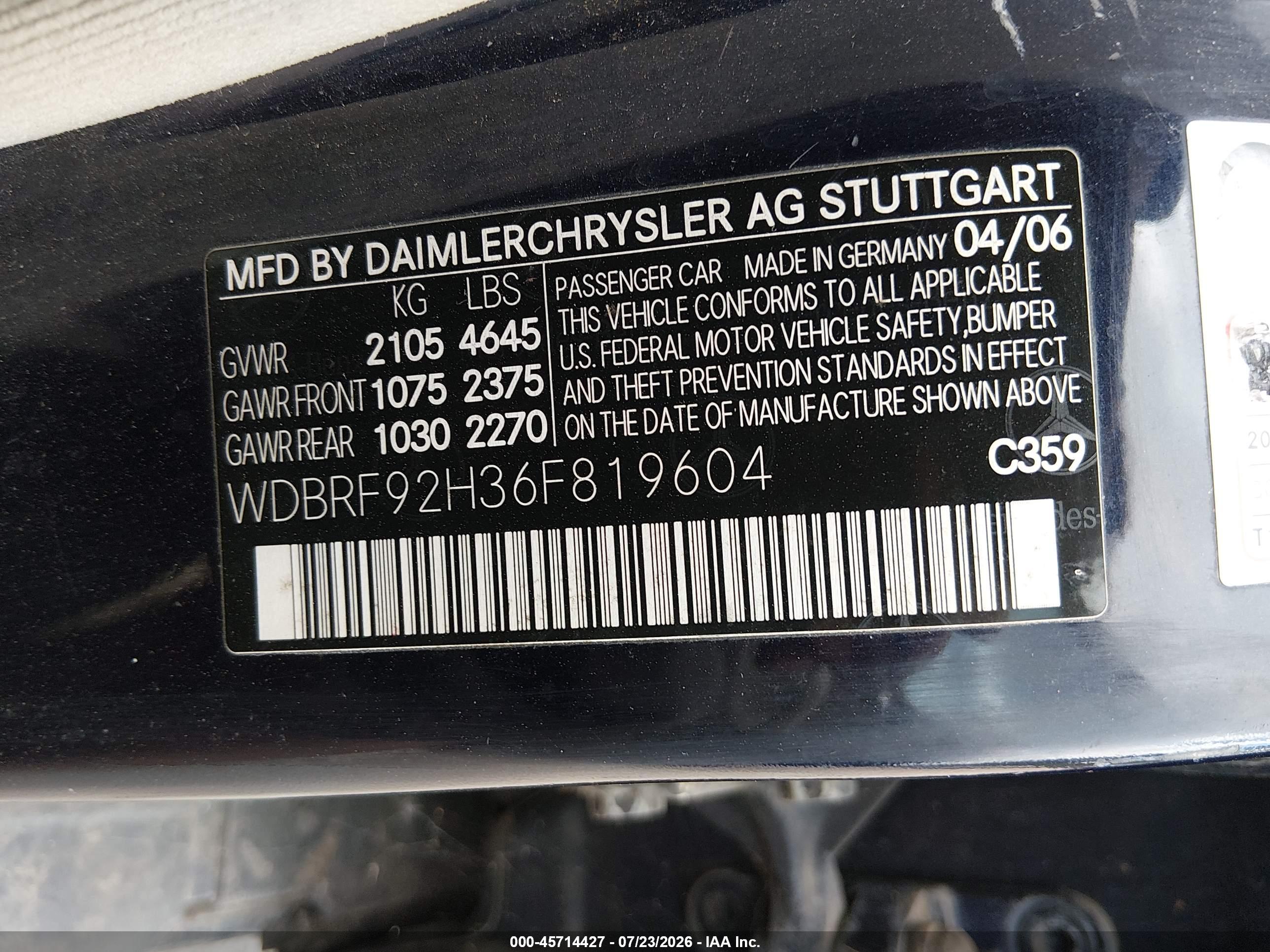 2006 MERCEDES-BENZ C 280 C280 4 MATIC