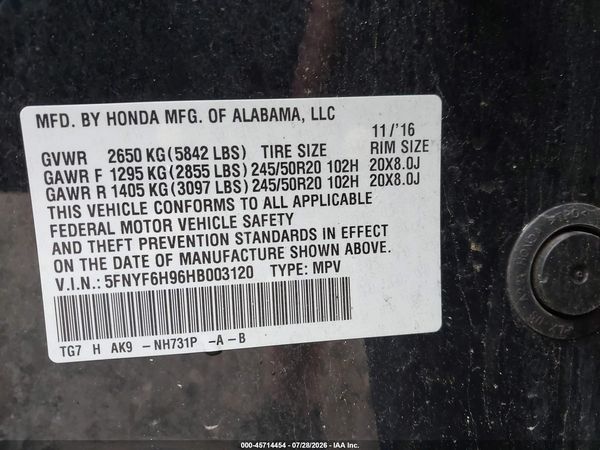 2017 HONDA PILOT TOURING