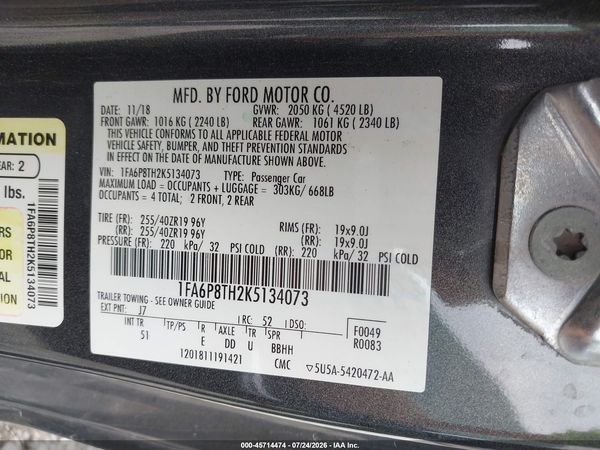 2019 FORD MUSTANG ECOBOOST PREMIUM