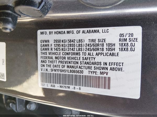 2020 HONDA PILOT AWD EX-L