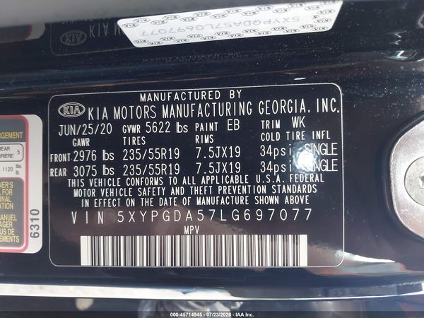 2020 KIA SORENTO 3.3L S