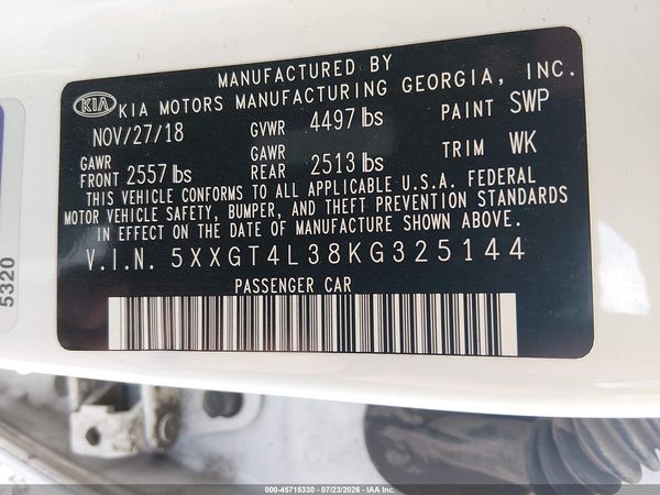 2019 KIA OPTIMA S