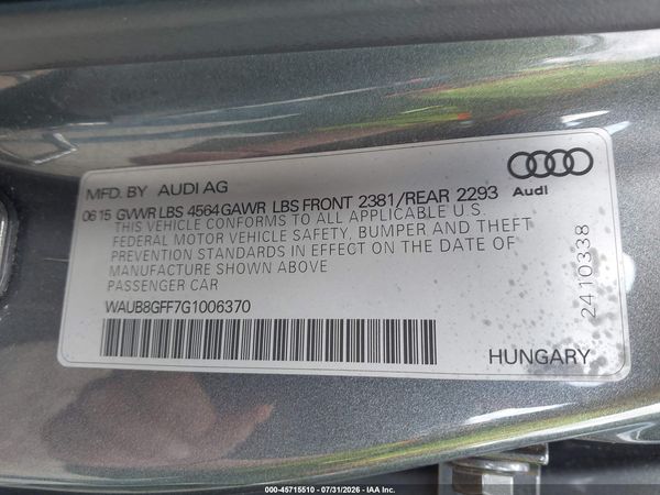 2016 AUDI A3 2.0T PREMIUM