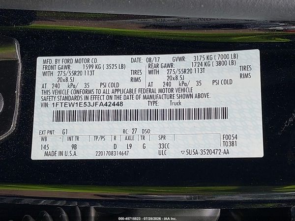 2018 FORD F-150 PLATINUM