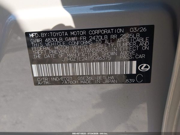 2026 LEXUS IS 350 F SPORT — I9