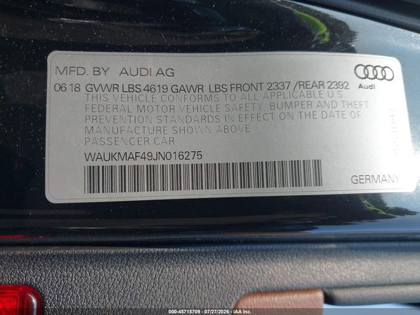2018 AUDI A4 2.0T ULTRA PREMIUM