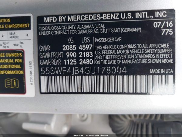 2016 MERCEDES-BENZ C 300 C300