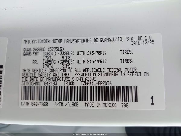 2026 TOYOTA TACOMA SR