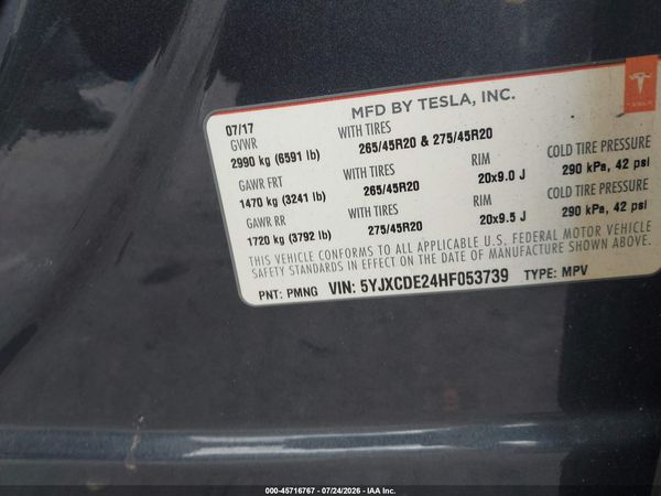 2017 TESLA MODEL X 100D/75D/90D