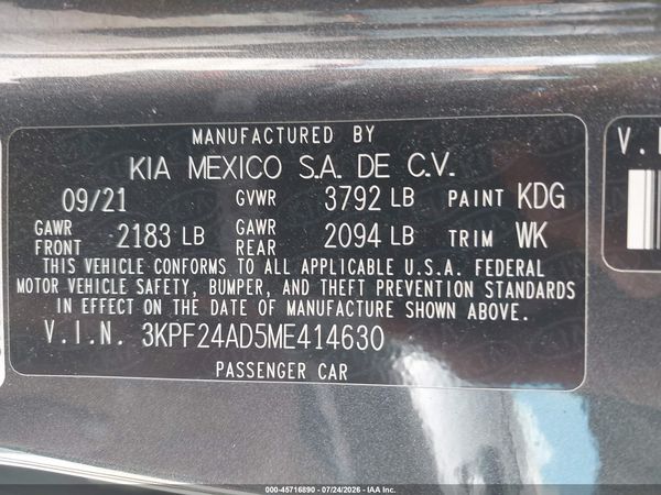 2021 KIA FORTE LXS
