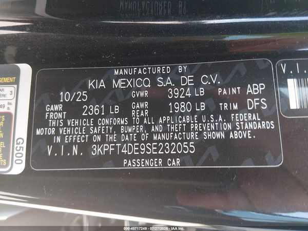 2025 KIA K4 LXS
