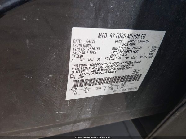 2022 FORD EDGE SEL — I9