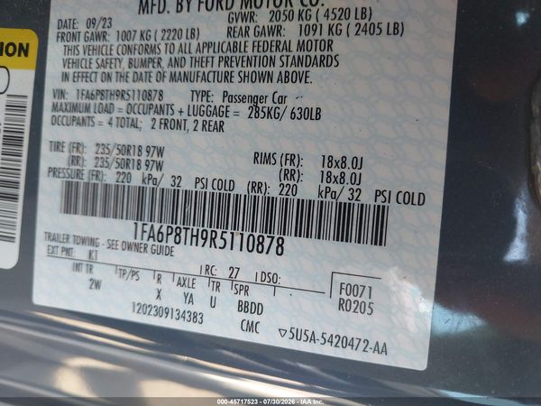 2024 FORD MUSTANG ECOBOOST FASTBACK