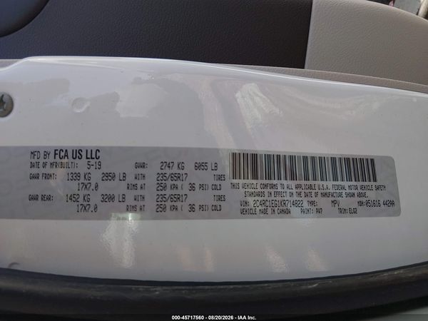 2019 CHRYSLER PACIFICA TOURING L PLUS