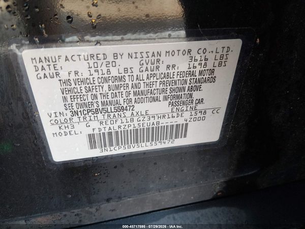 2020 NISSAN KICKS S XTRONIC CVT