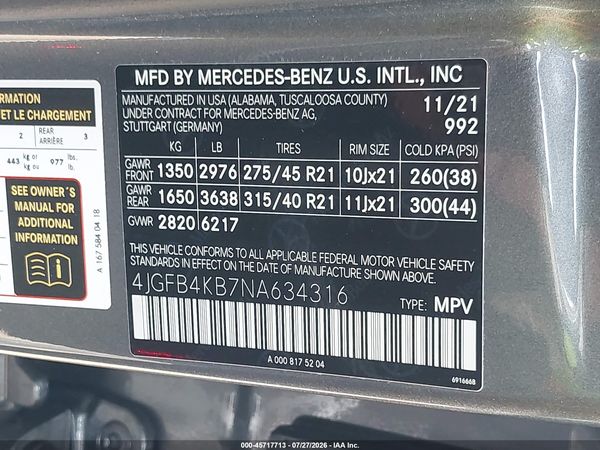 2022 MERCEDES-BENZ GLE 350 4MATIC