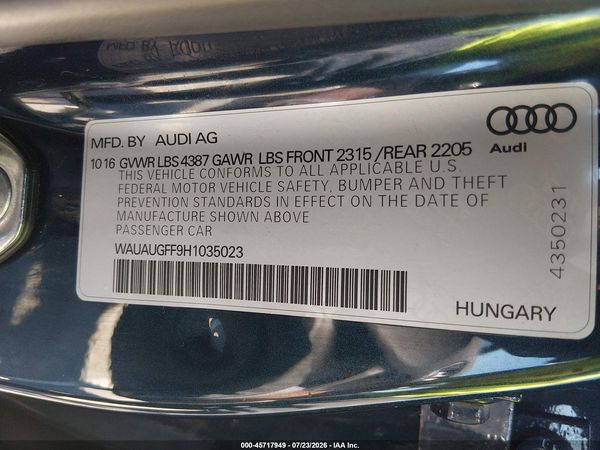 2017 AUDI A3 PREMIUM