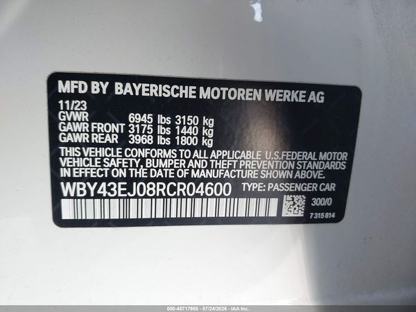 2024 BMW I7 EDRIVE50 — I9