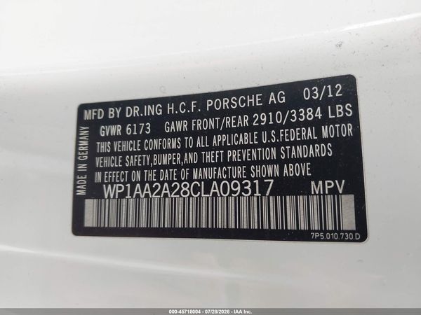 2012 PORSCHE CAYENNE