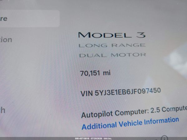 2018 TESLA MODEL 3 LONG RANGE/PERFORMANCE