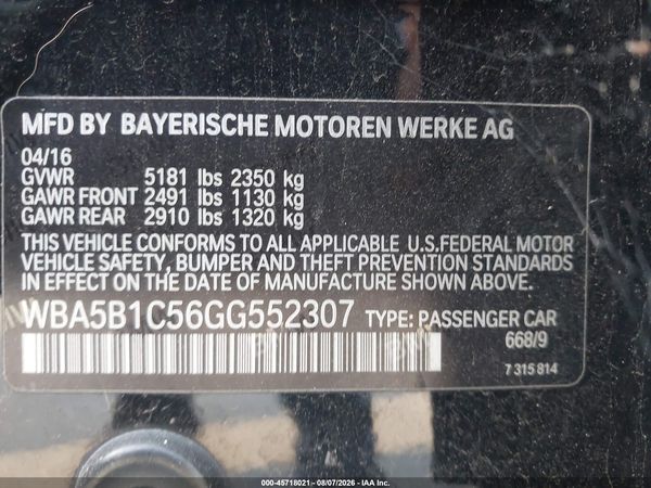 2016 BMW 535I