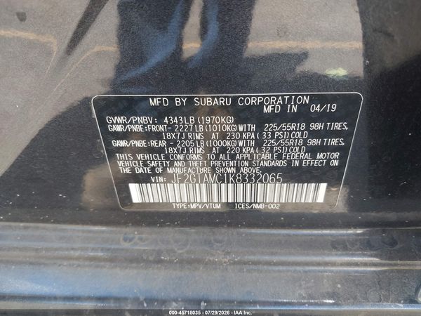2019 SUBARU CROSSTREK 2.0I LIMITED — I9