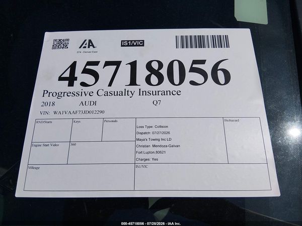 2018 AUDI Q7 3.0T PREMIUM