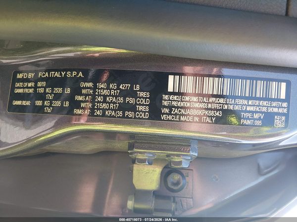 2019 JEEP RENEGADE LATITUDE FWD