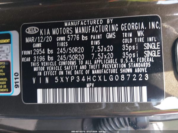 2020 KIA TELLURIDE EX
